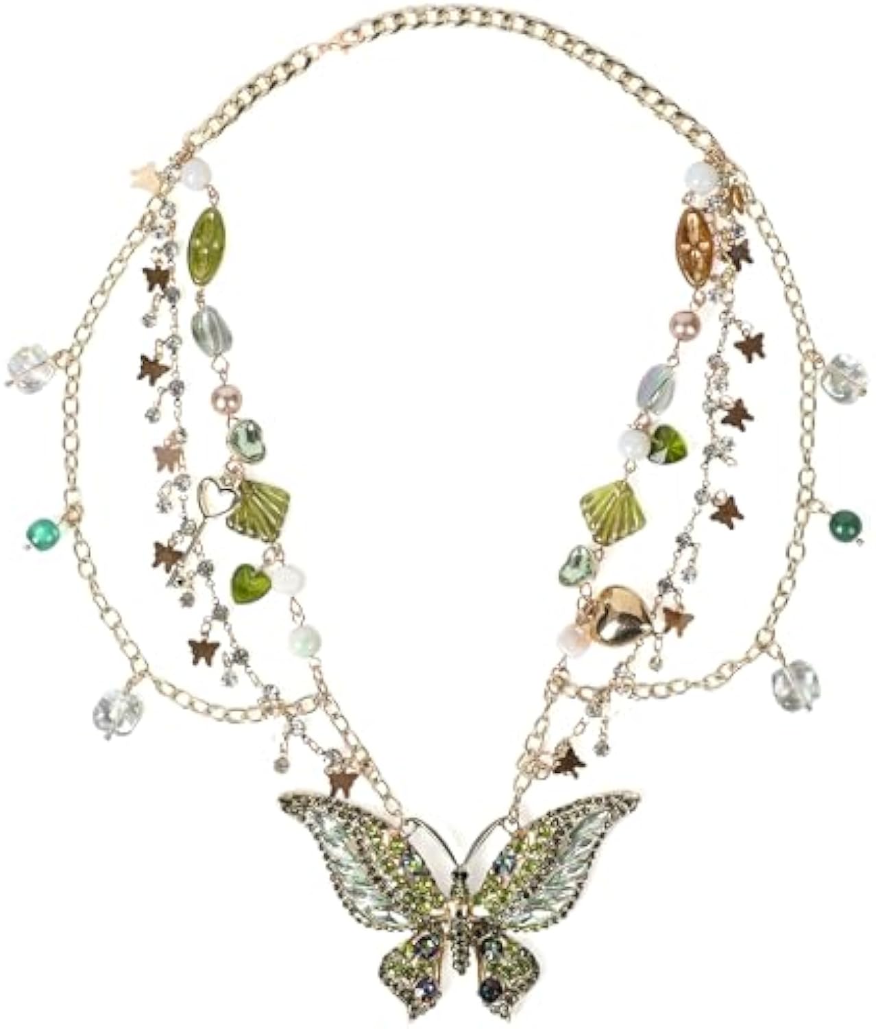 Renaissance Butterfly Fairy Necklace - Vintage Renfaire Necklace for Women Woodland Fairy Jewelry Fantasy Cosplay