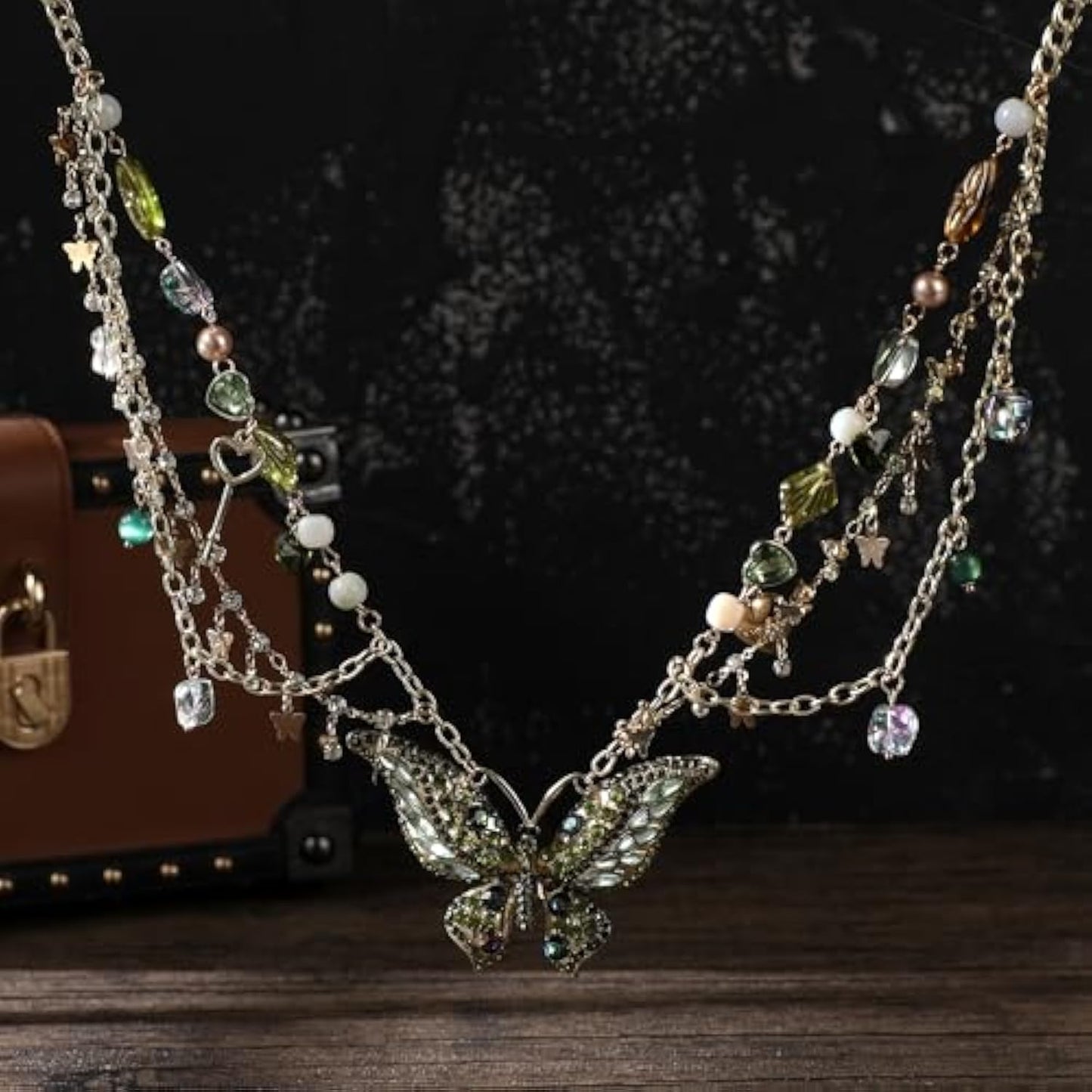 Renaissance Butterfly Fairy Necklace - Vintage Renfaire Necklace for Women Woodland Fairy Jewelry Fantasy Cosplay