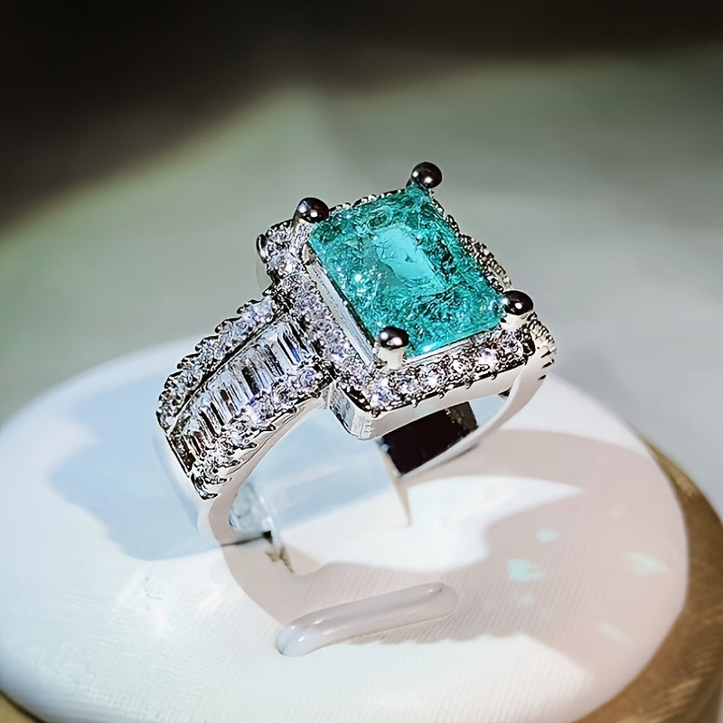 Custom Cushion-Cut Paraiba Tourmaline Halo Statement Ring