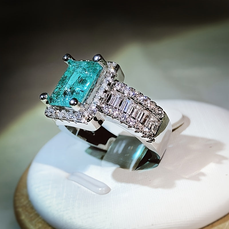Custom Cushion-Cut Paraiba Tourmaline Halo Statement Ring