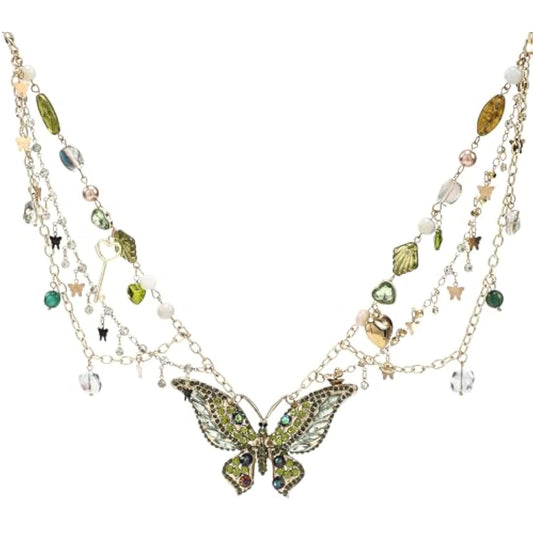 Renaissance Butterfly Fairy Necklace - Vintage Renfaire Necklace for Women Woodland Fairy Jewelry Fantasy Cosplay