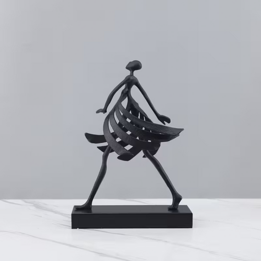 1pc Abstract Metal with Marble Base, Skirt Goddess Human Figure Sculpture Artwork