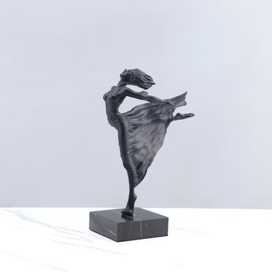 1pc Abstract Dancer Girl Metal Sculpture with Marble Base