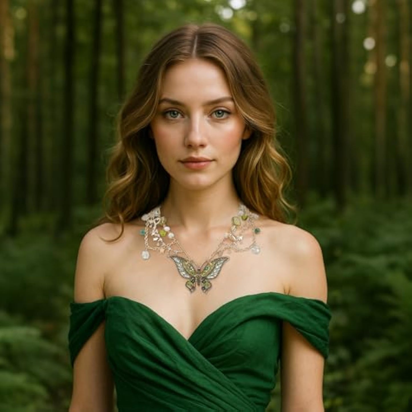 Renaissance Butterfly Fairy Necklace - Vintage Renfaire Necklace for Women Woodland Fairy Jewelry Fantasy Cosplay