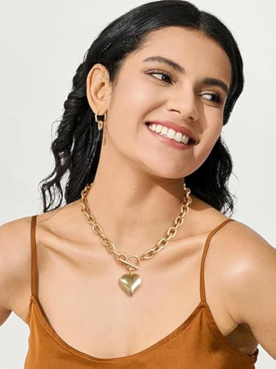 18K Gold Plated Coin Lion Head Pendant Necklace Chunky Paperclip Choker Necklace For Gifts On Birthday Holidays For Women Girls