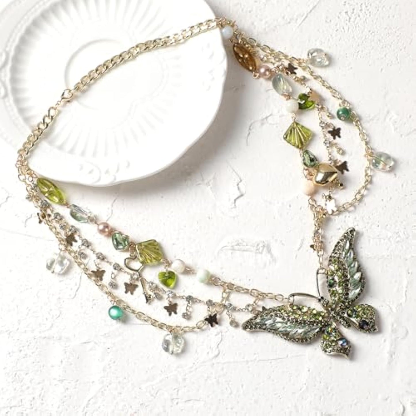 Renaissance Butterfly Fairy Necklace - Vintage Renfaire Necklace for Women Woodland Fairy Jewelry Fantasy Cosplay