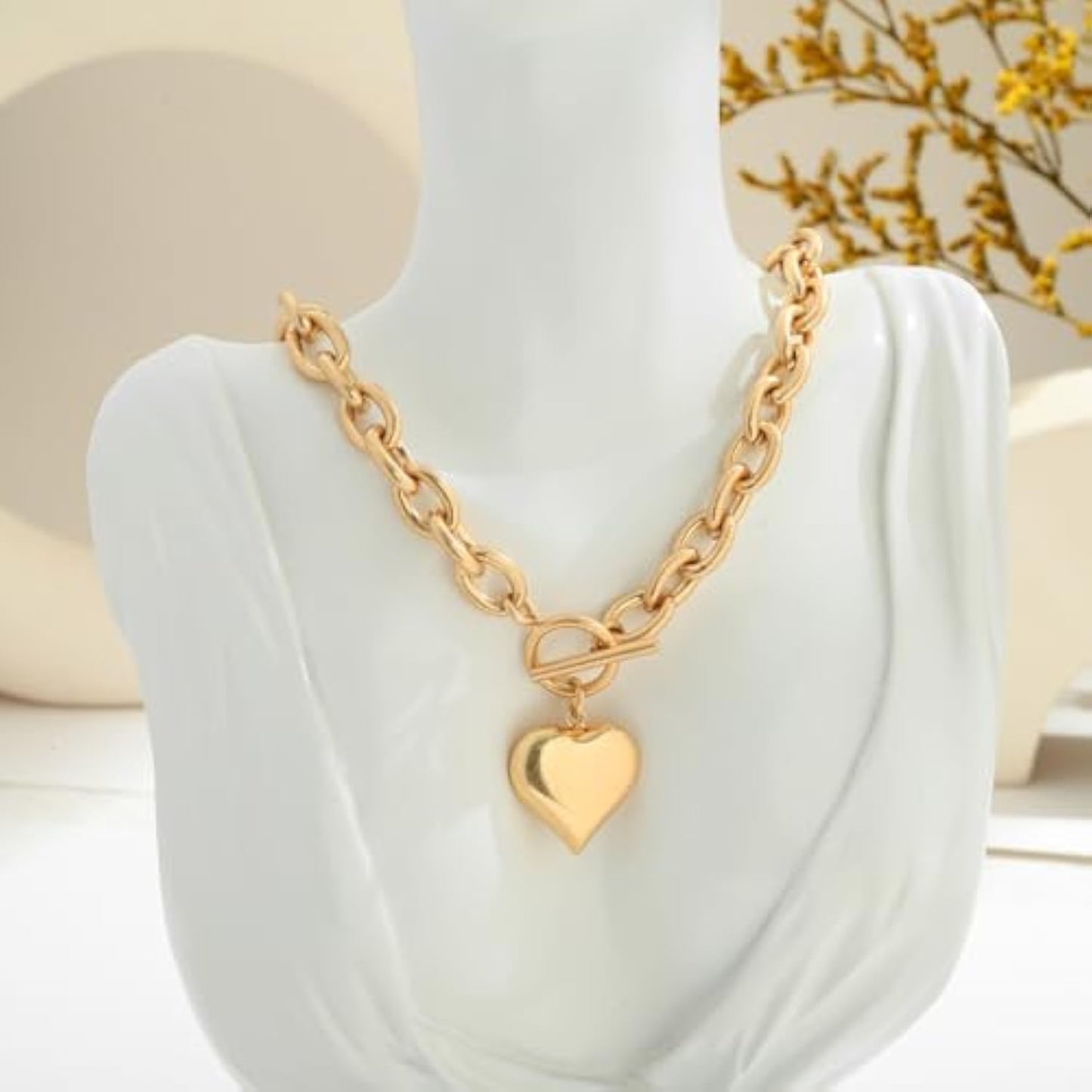 18K Gold Plated Coin Lion Head Pendant Necklace Chunky Paperclip Choker Necklace For Gifts On Birthday Holidays For Women Girls
